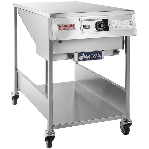 A stainless steel Avalon Manufacturing Heated Donut Glazer on a counter.