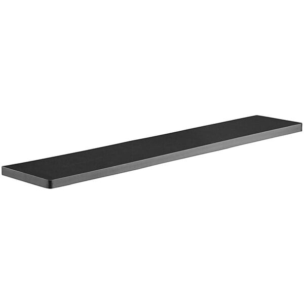 A black rectangular laminated shelf for a Regency portable bar.