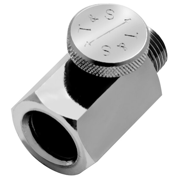 A silver T&S volume control unit with a metal knob.
