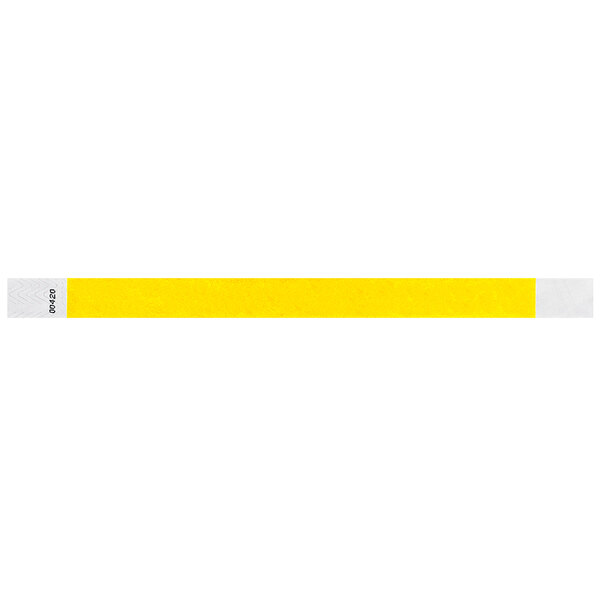 A yellow and white strip with black text on a white background.