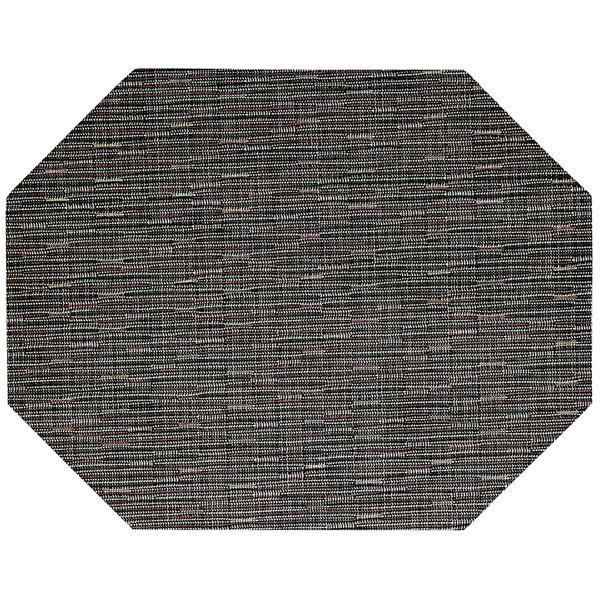 A black and gray hexagon shaped Front of the House Metroweave placemat.