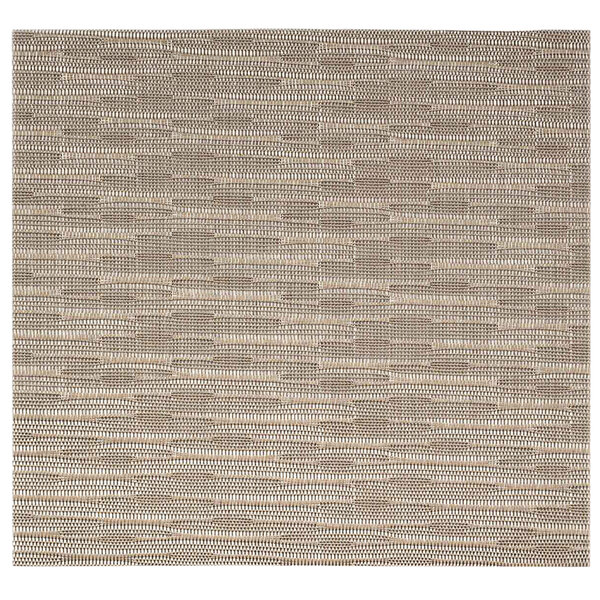 A close-up of the woven tan Front of the House Metroweave rectangle placemat with a square pattern.