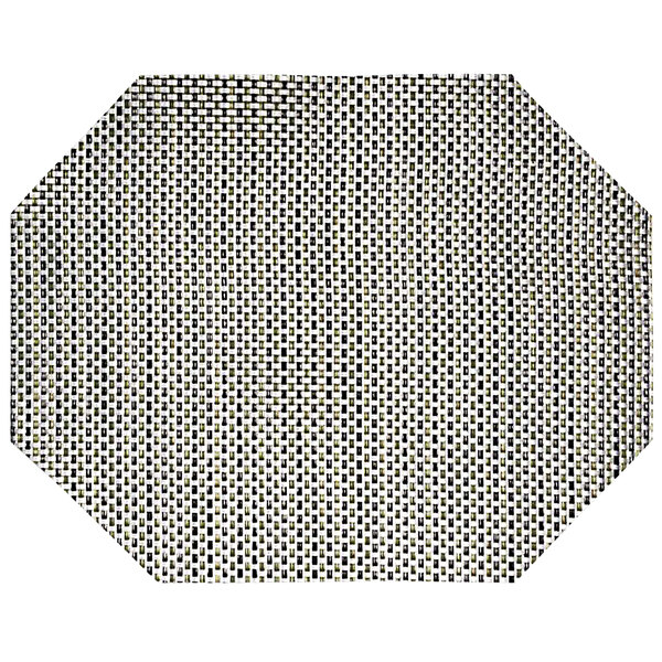 A black and white woven rectangular Front of the House Metroweave placemat.