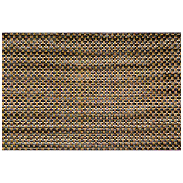 A copper Front of the House woven vinyl rectangle placemat with a basketweave pattern in black.