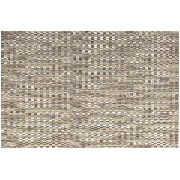 A tan woven vinyl rectangle placemat with a rush pattern on it.