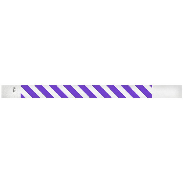 A purple and white striped wristband.
