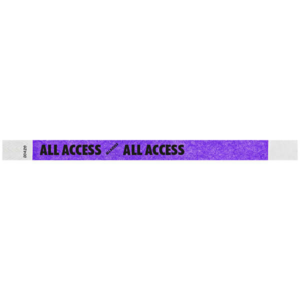A purple Carnival King wristband with black text that reads "ALL ACCESS"