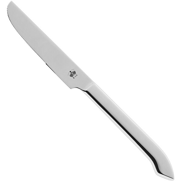 A RAK Porcelain stainless steel dessert knife with a silver handle.