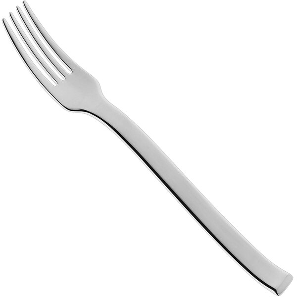 A RAK Porcelain Massilia salad/dessert fork with a white handle and silver tines on a white background.