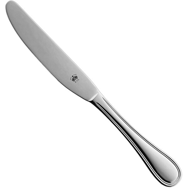 A RAK Porcelain stainless steel dinner knife with a silver handle.