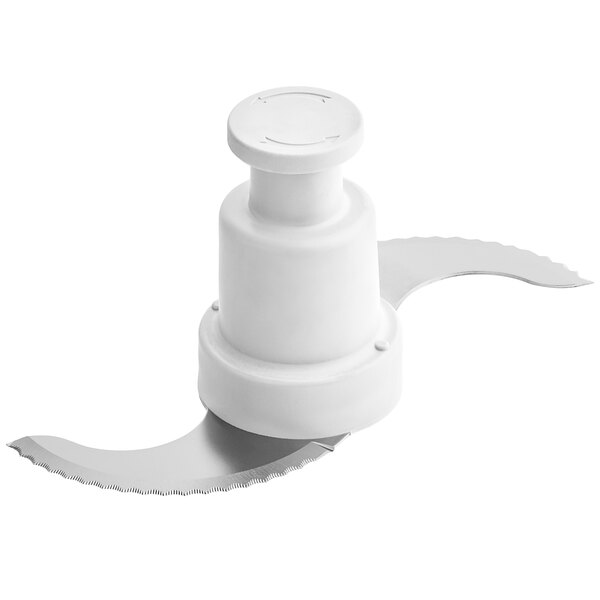 A white AvaMix fine serrated "S" blade with a white plastic handle.