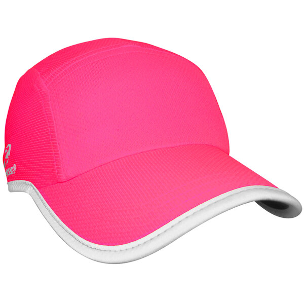 A pink Headsweats cap with white trim on the front.