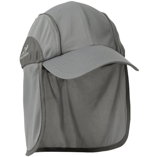 A grey Headsweats cap with a mesh neck covering and visor.