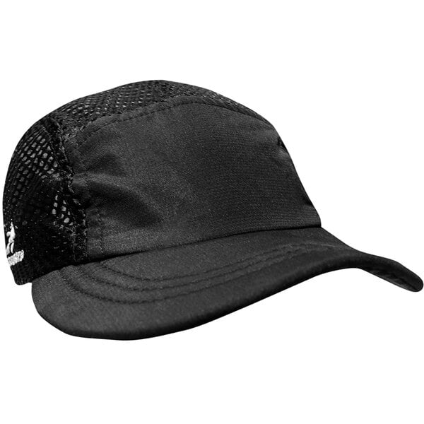 A black Headsweats crusher hat with mesh.