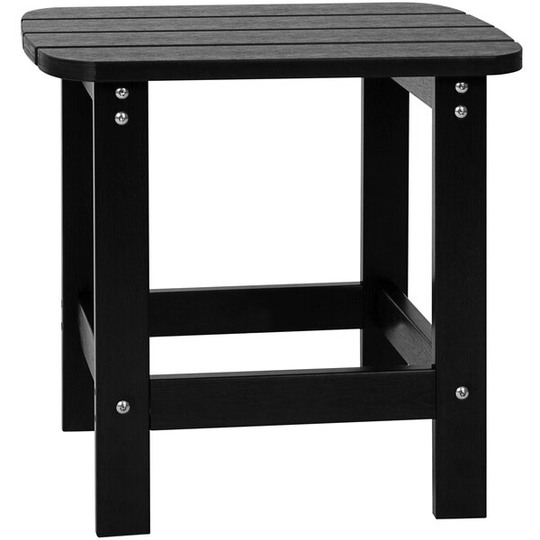 A Flash Furniture Charlestown black faux wood side table with metal legs.