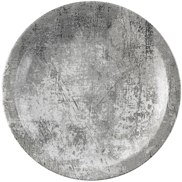 A Dudson Maker's Urban steel grey china plate with a narrow rim.