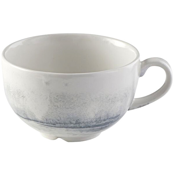 A white Dudson Maker's Finca coffee cup with a handle.
