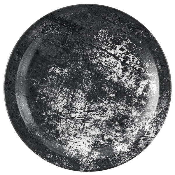 A black and white Dudson Maker's Urban china plate with a grunge texture.