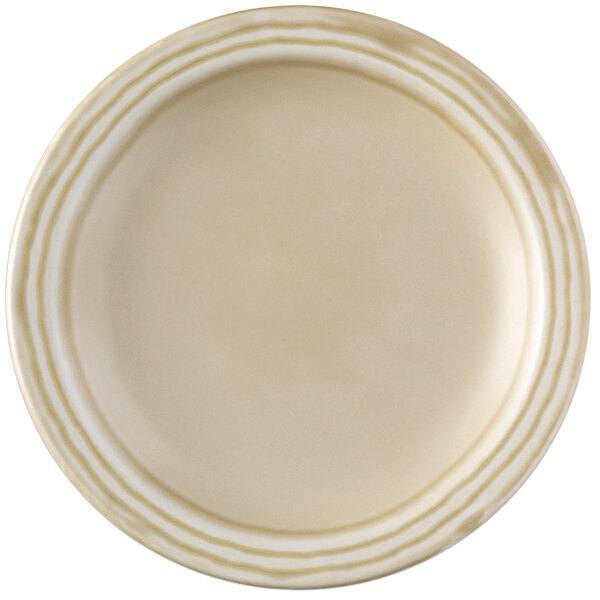 A Dudson Harvest Norse white china plate with a narrow rim and embossed stripe design.