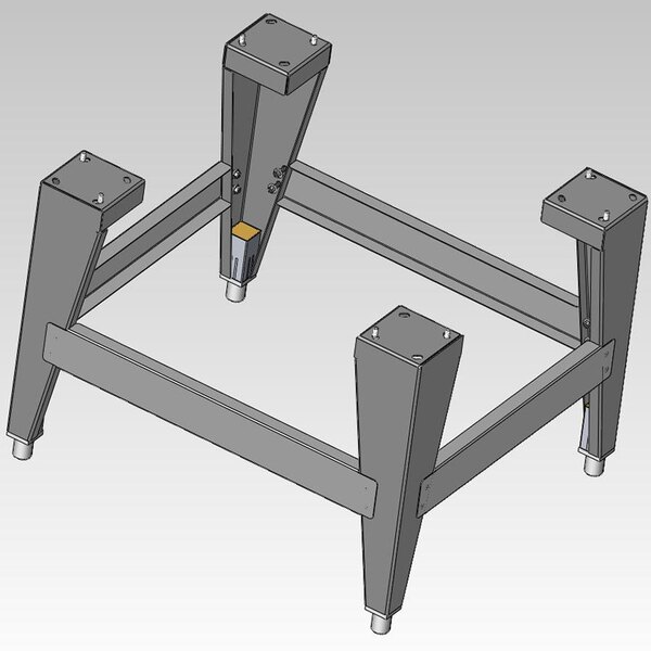 A drawing of a stainless steel leg kit for an Alto-Shaam convection oven.