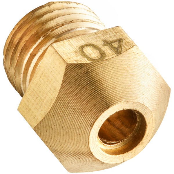 A brass circular object with the number 40.