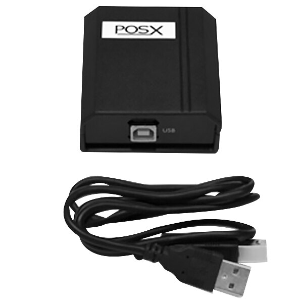 A black POS-X cash drawer interface cable.