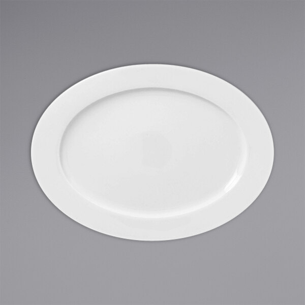 A white rectangular RAK Porcelain plate with a small rim.