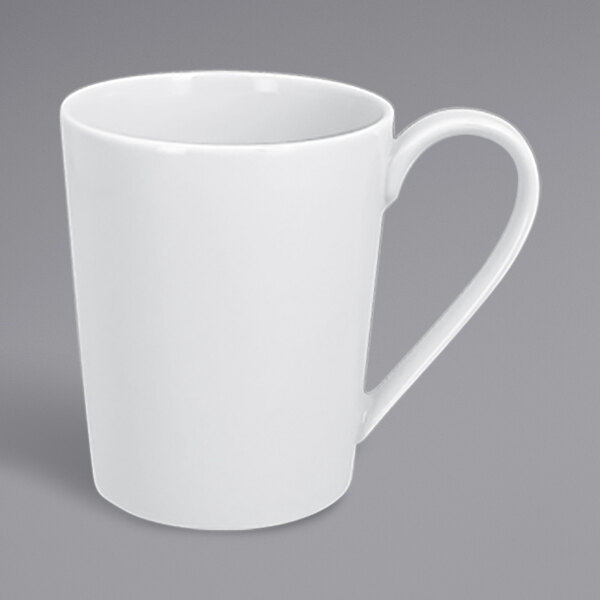 A RAK Porcelain white mug with a handle.