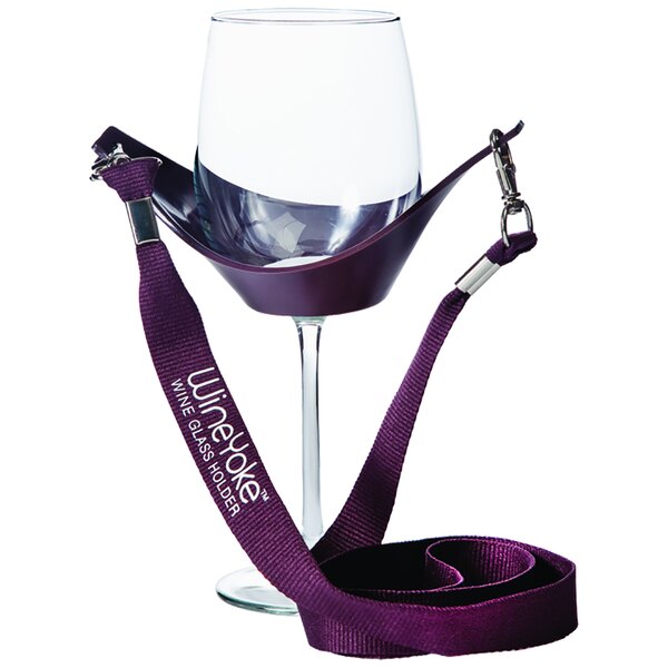 A Franmara rubber wine glass holder with a lanyard strap attached to it.