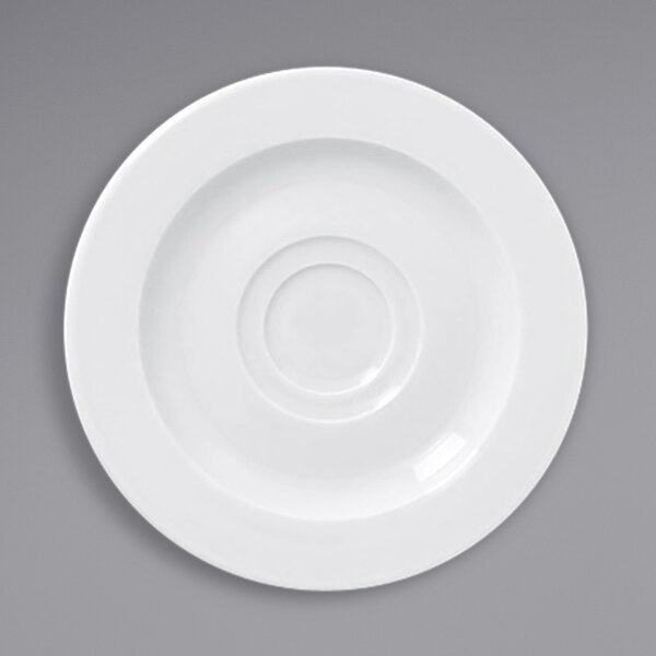 A white plate with a circular center.