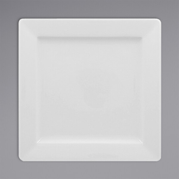 A white square RAK Porcelain Polaris plate with a black border.