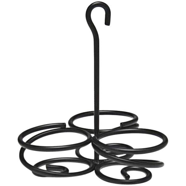 A black metal Fortessa D&V relish caddy stand with a spiral design.