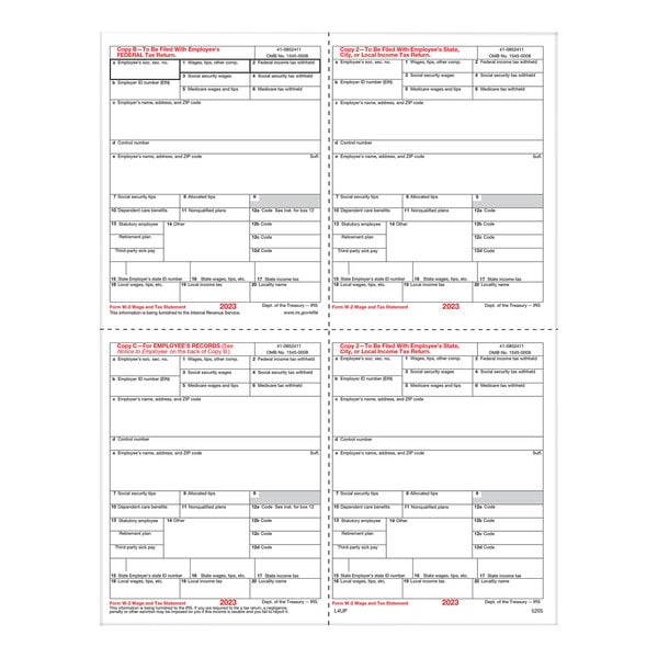 ComplyRight 4-Up Box Format Employee Copies B / C / 2 / 2 of W-2 Tax Forms 520550 - 50/Pack