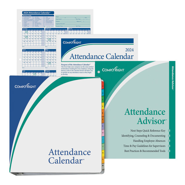 ComplyRight 2024 White Attendance Tracking Calendar Kit - 50/Pack