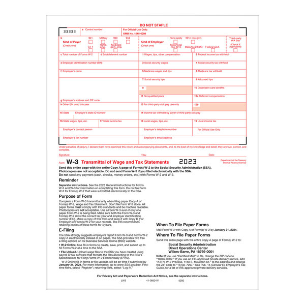 ComplyRight Transmittal 1-Part W-3 Tax Form 520050 - 50/Pack