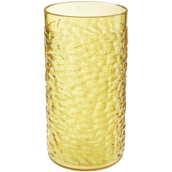 A yellow GET Waikiki plastic tumbler with a textured surface.