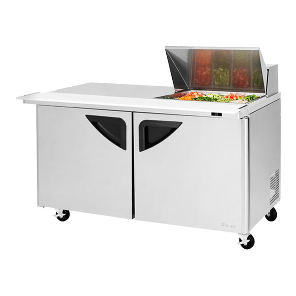 Turbo Air Super Deluxe TST-60SD-12M-N-LW 60" 2 Door Mega Top Refrigerated Sandwich Prep Table with Left Work Station