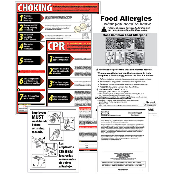 A ComplyRight Oklahoma restaurant poster with food allergy information and instructions.