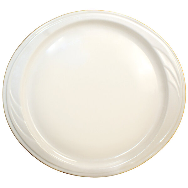 An International Tableware ivory stoneware platter with an embossed rim.