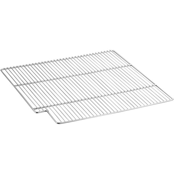 A ServIt stationary metal rack with a metal grid on it.