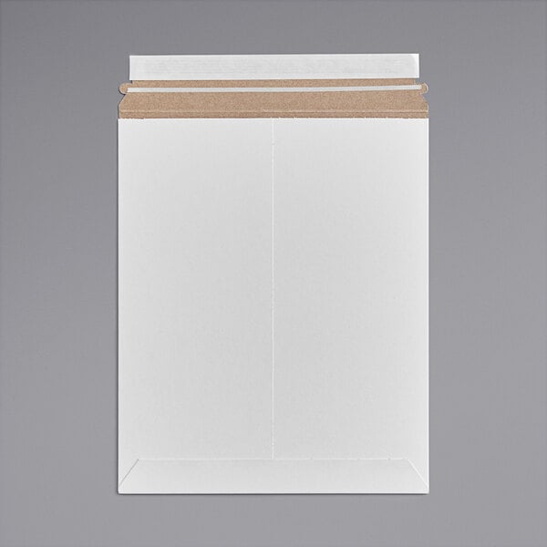 A white envelope with a brown flap.
