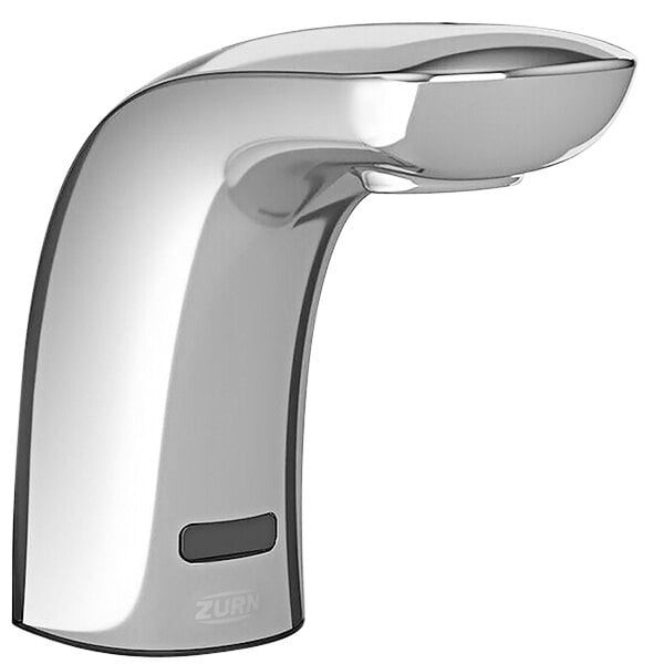 A Zurn Cumberland series polished chrome automatic liquid soap dispenser with a touch screen.