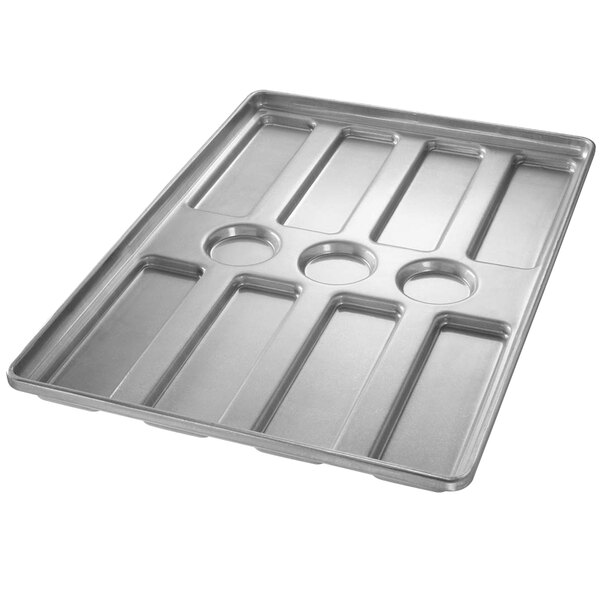 A Chicago Metallic hoagie bun pan with eight molds.