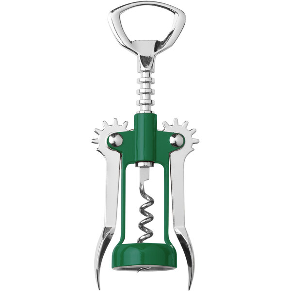A Franmara Tavern dark green and silver corkscrew with a green handle.