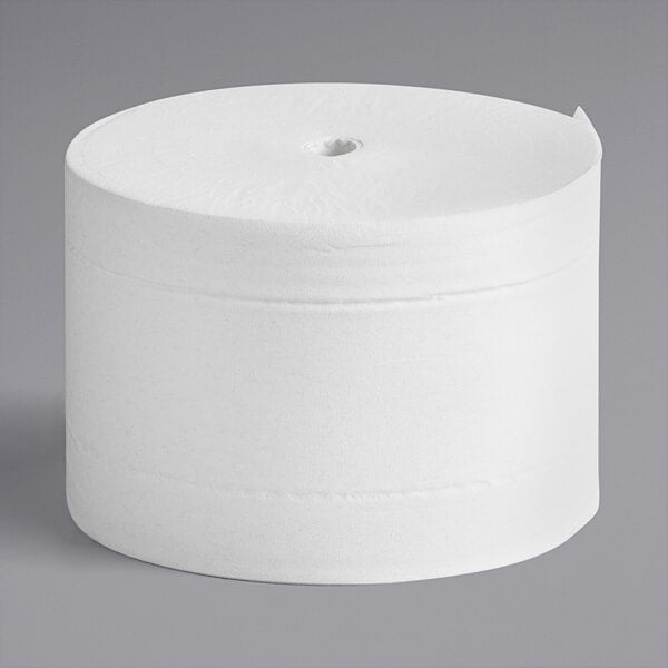 A white Compact by GP Pro Coreless 2-ply toilet paper roll.