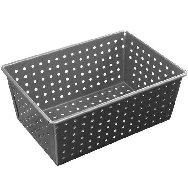 A Gobel non-stick metal loaf pan with perforations.