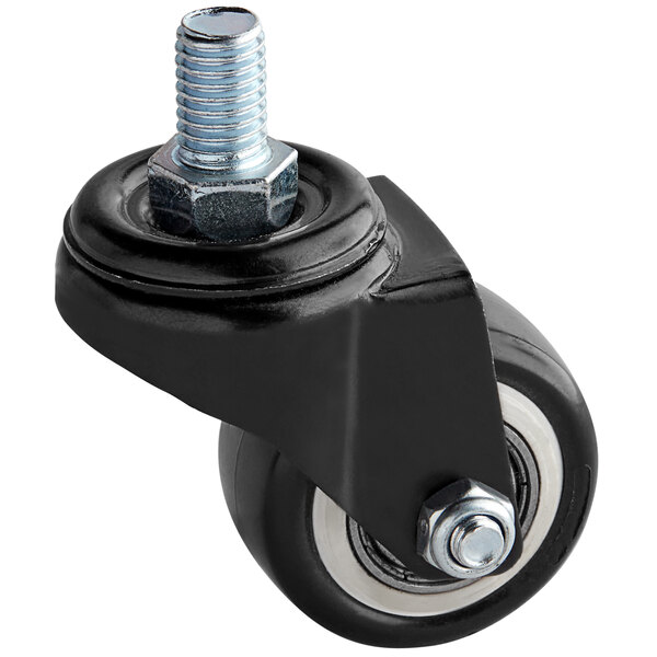 A Galaxy stem caster with a black wheel and bolt and nut.
