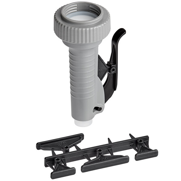 A grey plastic Nemco Asept Portion Pump attachment with black plastic parts.