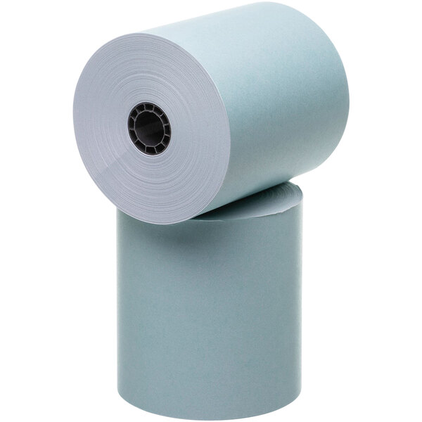 A roll of blue Point Plus 1 ply bond paper on a white background.