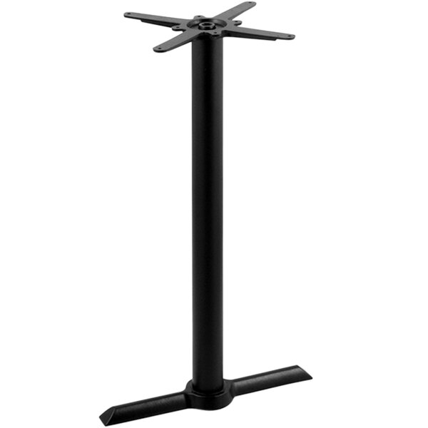 A black metal Holland Bar Stool table base with a pole and nut.